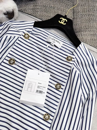 Chanel 22S blue and white striped shirt,
