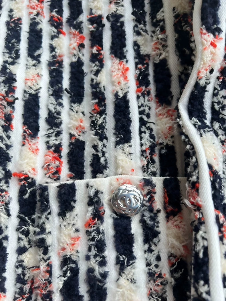 Chanel 19K Black and white denim tweed jacket