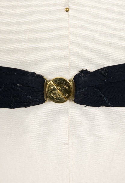 Chanel 1994 Cruise Vintage Black Logo Quilted Bikini