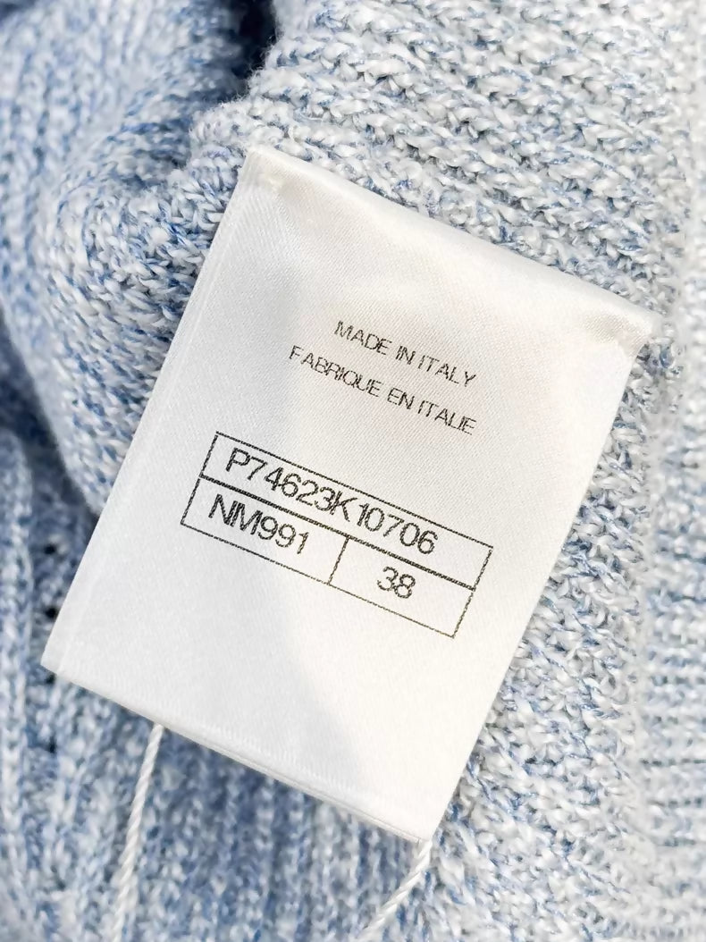 Chanel 23P Blue Linen Knit Cardigan
