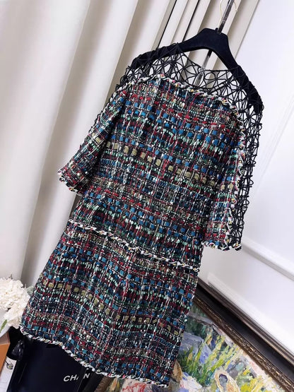 Chanel 15C Colourful Black Tweed Dress