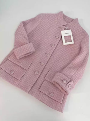 Chanel 24K grey pink tweed coat