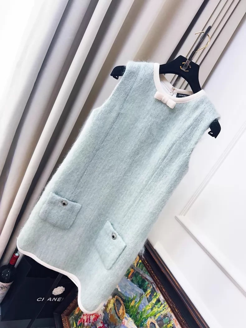Chanel 25N Light Blue/Pale Blue Bow Dress