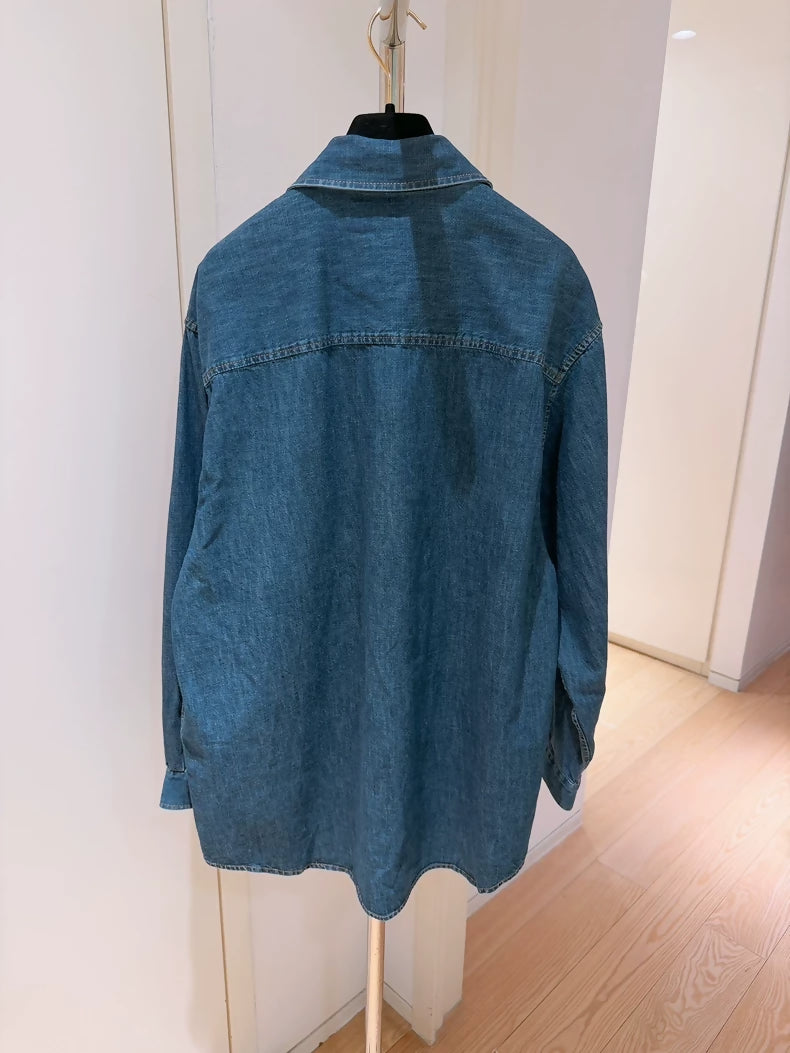 Valentino denim jacket with metal V logo shirt