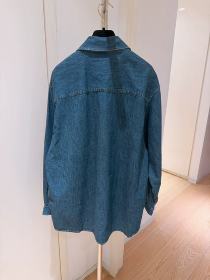 Valentino denim jacket with metal V logo shirt