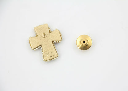 Chanel Vintage 03A Gripoix Red-Orange Imitation Pearl Cross Brooch