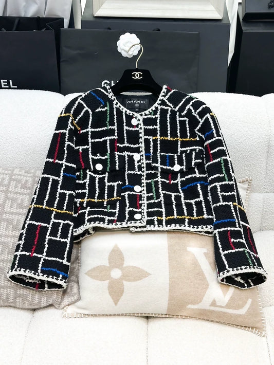 Chanel 25C black & multicolor tweed jacket