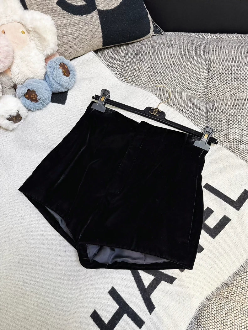 Saint Laurent (YSL) black velvet shorts