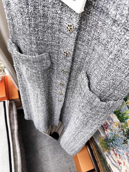 Chanel 24p grey tweed long dress