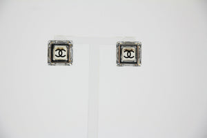 Chanel Vintage 05A Acrylic Mirror Square Semi-Transparent Earrings