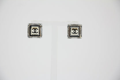Chanel Vintage 05A Acrylic Mirror Square Semi-Transparent Earrings