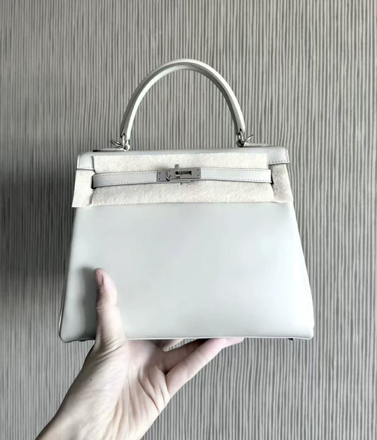 Hermes kelly 25 gris pearl swift leather palladium hardware