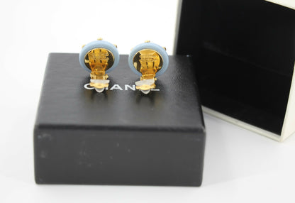 Chanel 96C Resin Light Blue Bean Clip-on Earrings