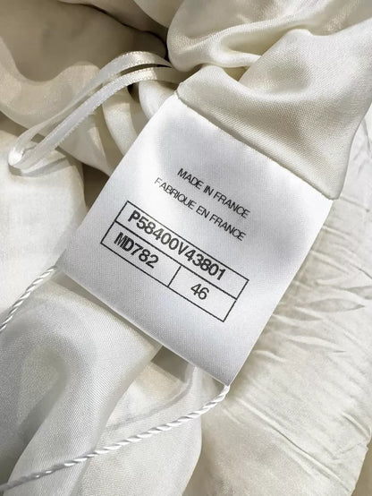 Chanel 18S Beige and Black Check Fringe Tweed Mini Skirt