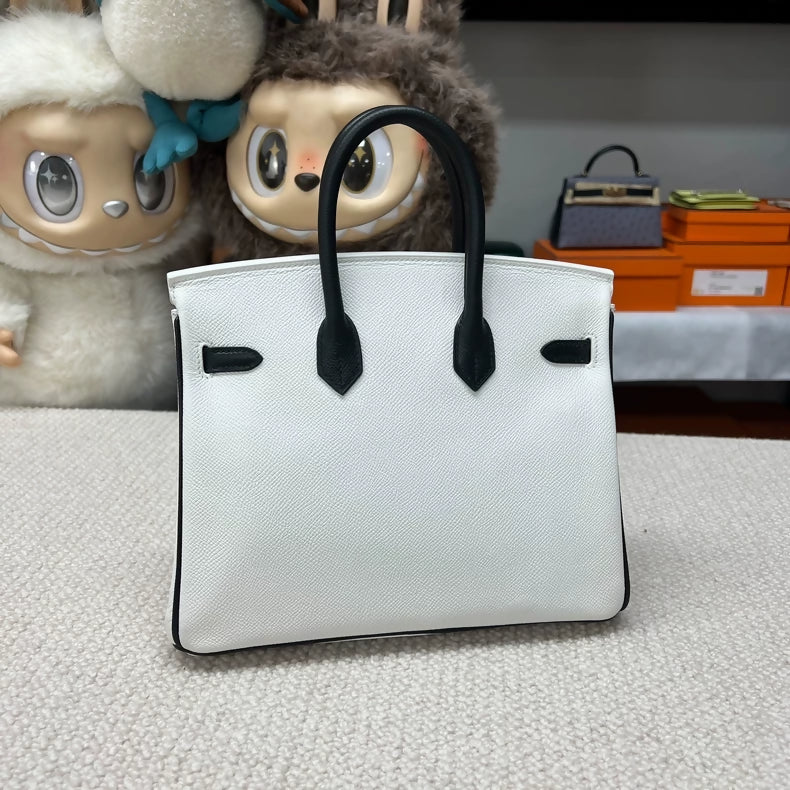 Hermes Birkin25 black and white Epsom leather Palladium Hardware