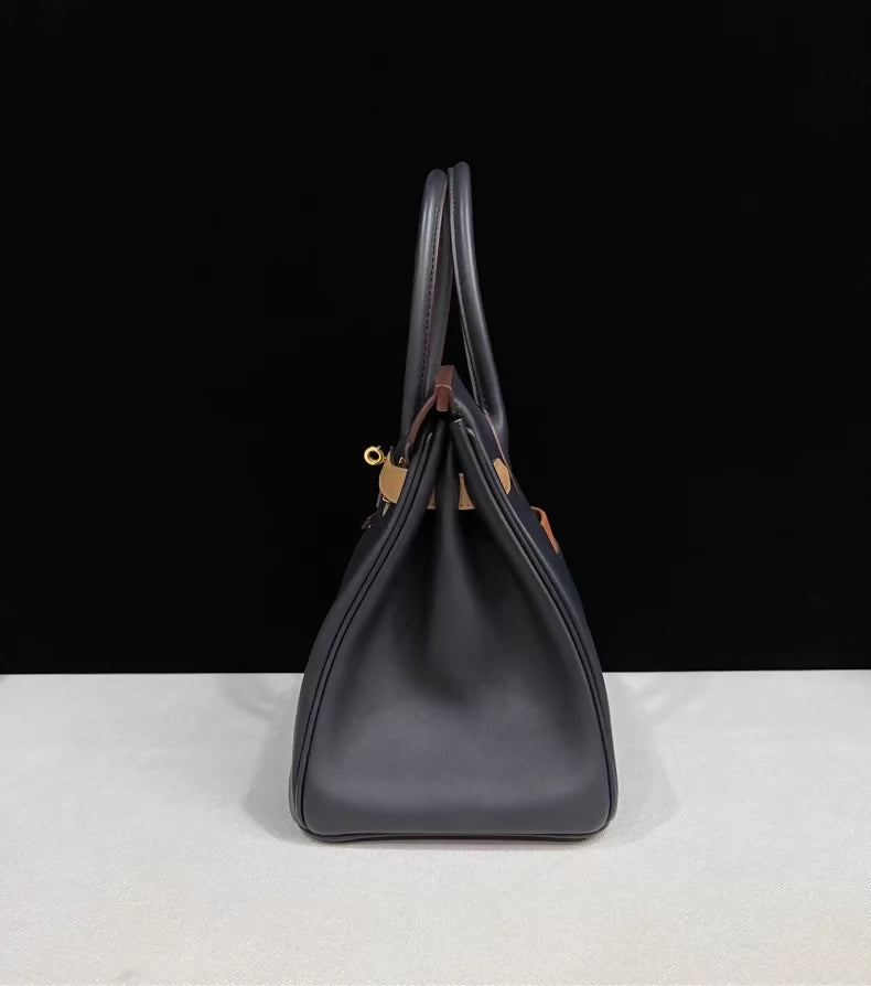 Hermes Birkin 30 Colormatic Blue/Black/Chai/Etoupe grey/Gold Swift leather Silver hardware