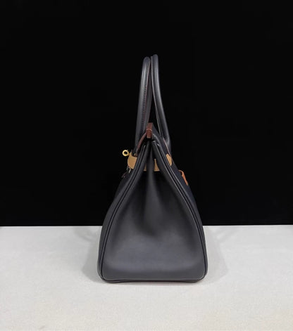 Hermes Birkin 30 Colormatic Blue/Black/Chai/Etoupe grey/Gold Swift leather Silver hardware