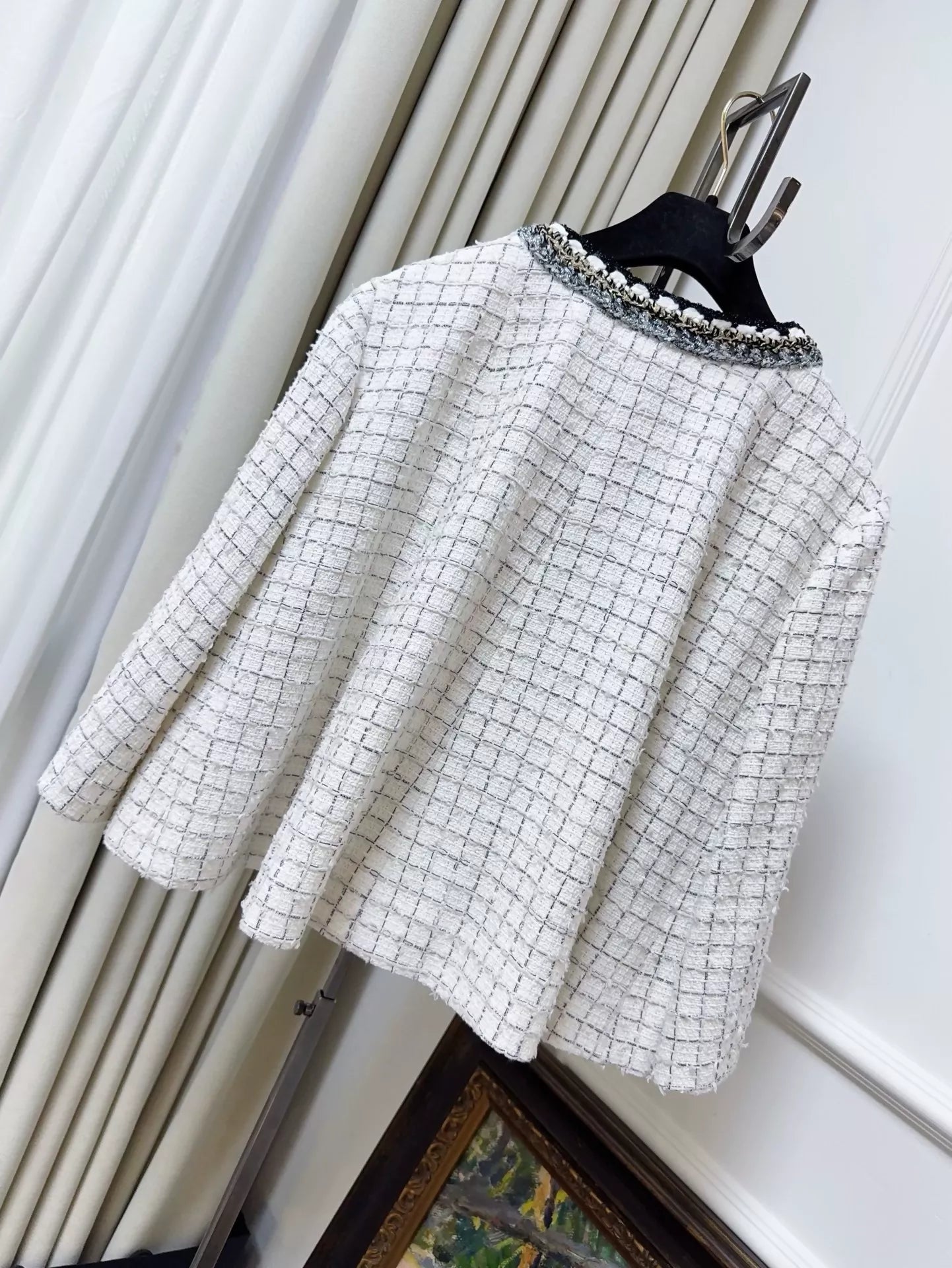 Chanel 25S black and white tweed jacket