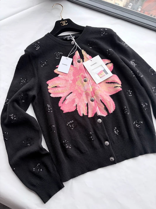 Chanel 24s cashmere floral cardigan