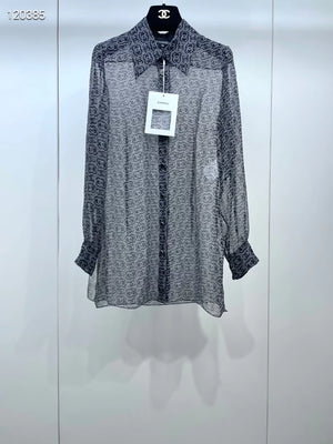 Chanel 23A double-C sheer silk shirt