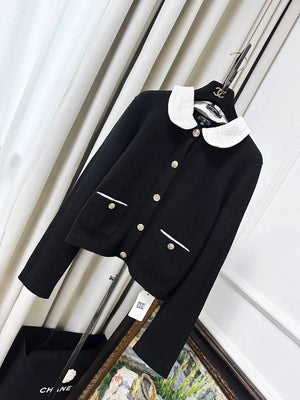 CHANEL 25B Black Cashmere Cardigan