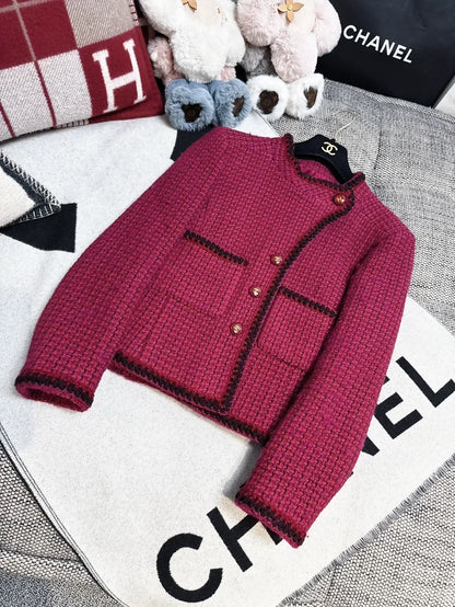 Vintage Chanel 01A raspberry tweed jacket