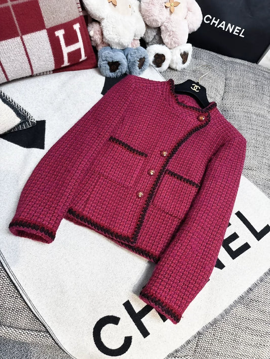 Vintage Chanel 01A raspberry tweed jacket