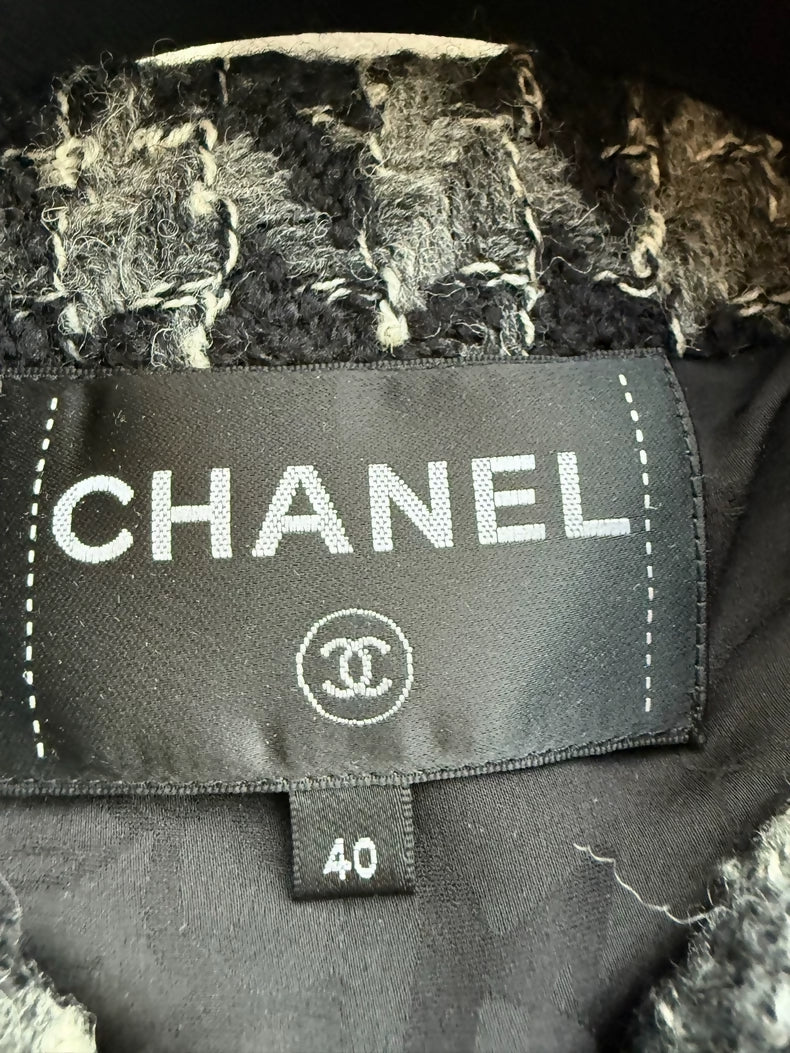 Chanel houndstooth grey coat