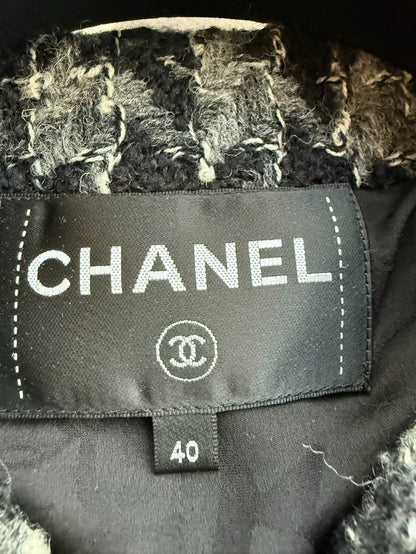 Chanel houndstooth grey coat