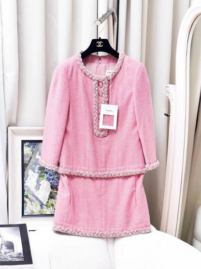 Chanel 23C pink tweed dress