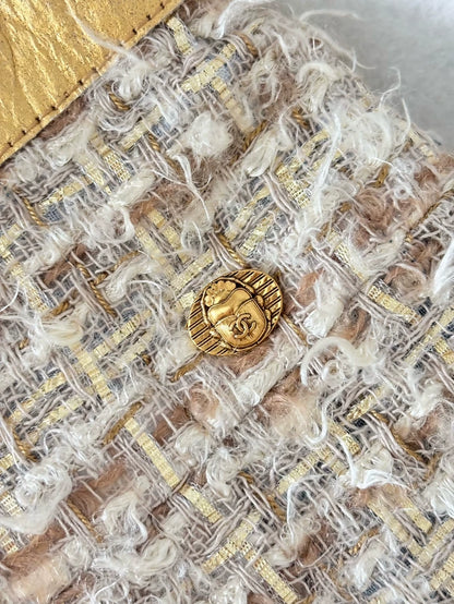 Chanel 19A Ecru Gold Tweed Skirt