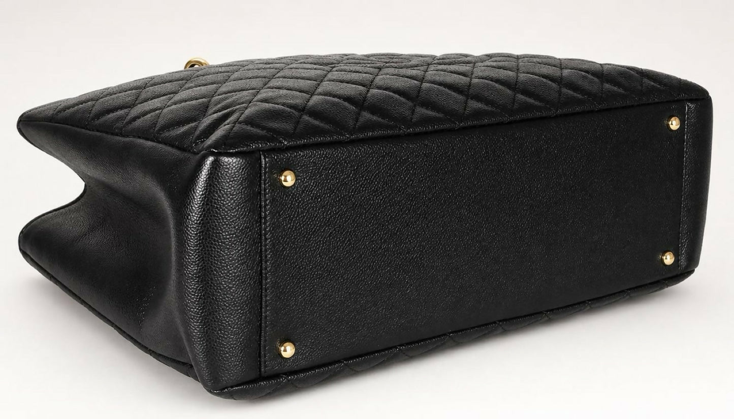 Chanel Black XL 40cm Caviar Quilted Grand Shopping Tote GST GHW
