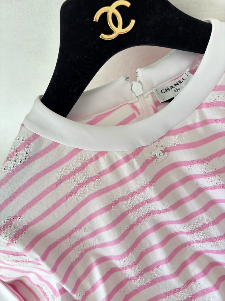 Chanel 24S Pink Striped T-Shirt