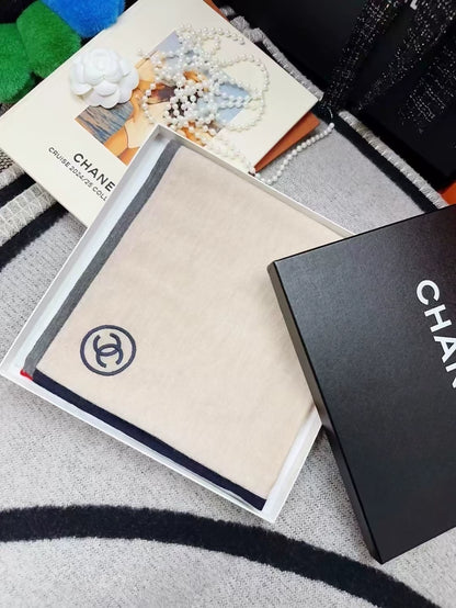 Chanel light khaki cashmere scarf