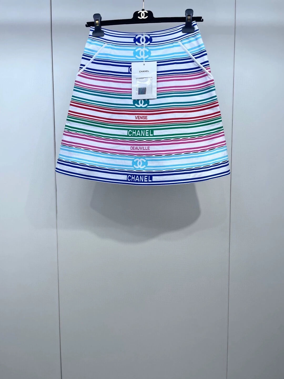 Chanel 19P rainbow striped skir