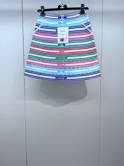 Chanel 19P rainbow striped skir