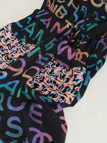 Chanel 24C black multicolour Silk Embroidered Dress