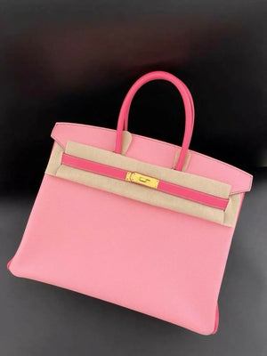 Hermès Special Order (HSS) Birkin 35 Rose Sakura (3Q) paired with Rose Confetti (1Q) Epsom Leather with Gold Hardware