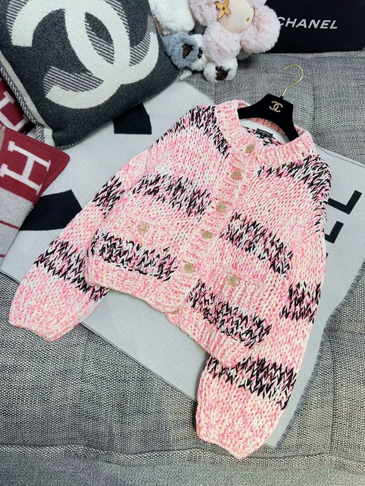 Chanel Chunky Pink Knit Sweater