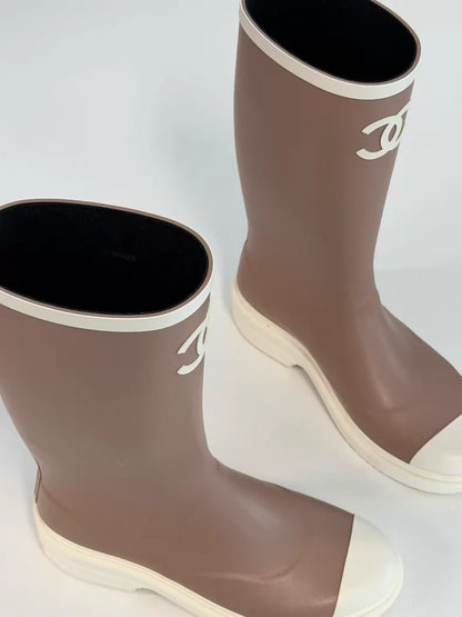 Chanel 26C Khaki rain Boots