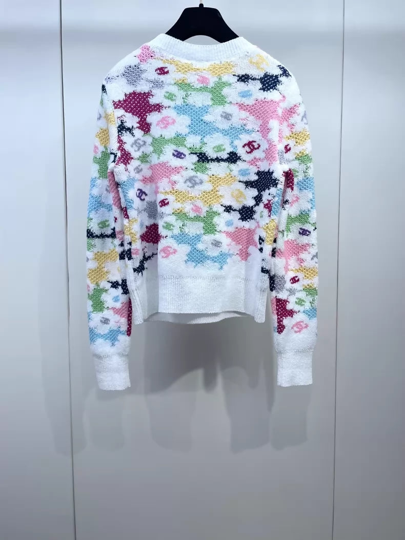 Chanel 24P colorful camellia knit sweater