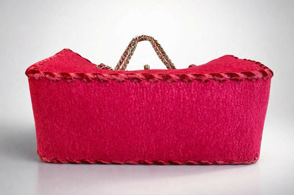 Chanel 13A Edinburgh Raspberry Red Medium Wool Quilted Shopping Tote Bag