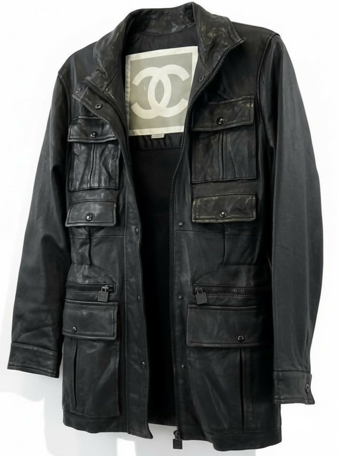 Chanel 07A Lambskin Leather Utility Jacket Coat