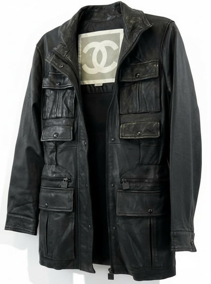 Chanel 07A Lambskin Leather Utility Jacket Coat
