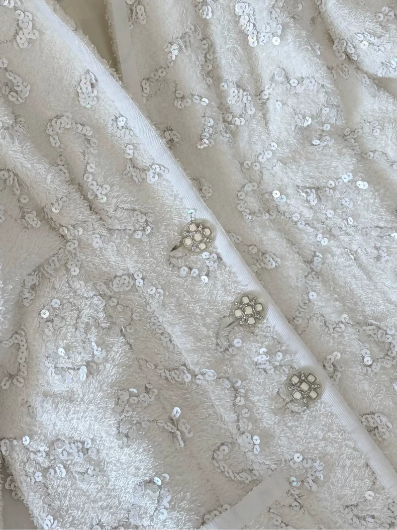 Chanel 19S White Sequined Jacket