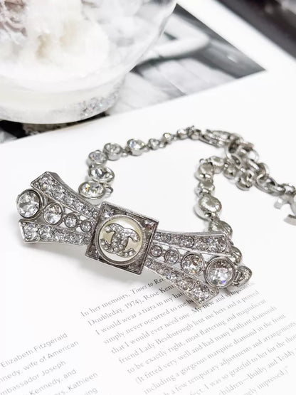 Chanel Spring/Summer 2023 silver with a bow chocker necklace