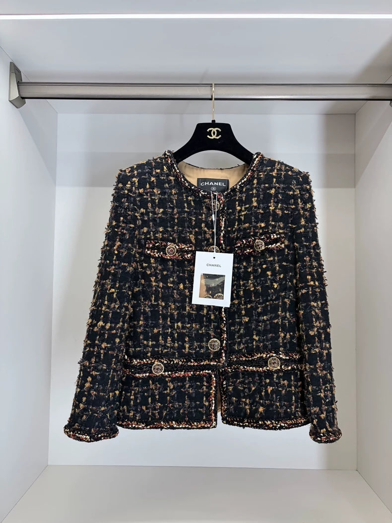 Chanel 19A Black and Gold Egyptian Tweed Jacket