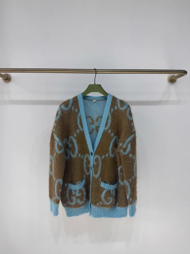 Gucci mohair reversible blue-brown cardigan