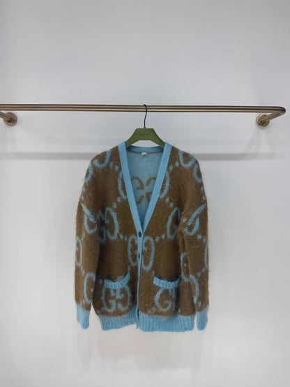 Gucci mohair reversible blue-brown cardigan