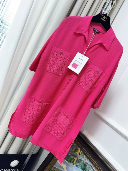 Chanel 21P fuchsia knit dress